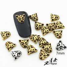 50pcs/pack Japan Korea Alloy Nail Art 3D Retro Gold Silver Leopard Head Metal Accessories for Phototherapy Nail Sticker DIY 2024 - buy cheap