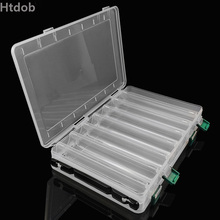 Htdob-caja de aparejos de pesca de plástico transparente, 14 compartimentos, gancho, accesorios de pesca, estuche de almacenamiento de doble cara B 2024 - compra barato