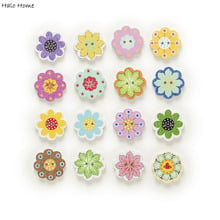 50pcs 2 Hole Mixed Flower Painting Wood Buttons Clothing Sewing Scrapbooking Home Decor Handmade DIY 20mm 2024 - buy cheap