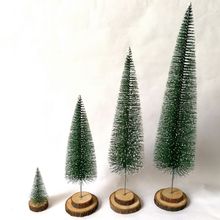 Small DIY Christmas Tree Fake Pine Tree Mini Sisal Bottle Brush Christmas Tree Santa Snow Frost Village House 5 Sizes 2024 - buy cheap