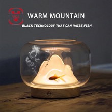 Luz nocturna de montaña cálida, lámpara de mesa de escritorio, tecnología negra, luminosa, decoración de flores para pecera, joyería, regalo único 2024 - compra barato