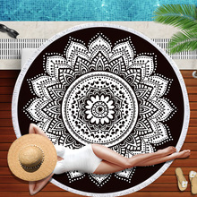 Mandala Flower Large Round Beach Towel Bohemian Girls Floral Towel for Adult Toalla Tassel Exotic 150cm Mat 2024 - buy cheap