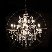 Lámpara de araña de cristal K9 Orbital, accesorio de iluminación Retro de hierro oxidado, para decoración del hogar americano, bricolaje, para sala de estar 2024 - compra barato