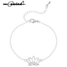 Cxwind Crown Lotus Charm Chain Bracelets & Bangles for Women's Fashion Bridesmaids Flower Bracelet Jewelry 2024 - buy cheap