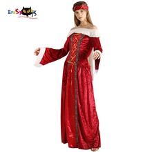 2018 красное средневековое платье возрождения, женский сексуальный костюм на Хэллоуин для женщин, королевская Дамская винтажная королевская длинная одежда, Бальное бархатное платье 2024 - купить недорого