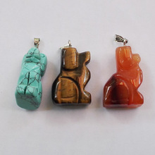 Wholesale natural stone Animal pendants for jewelry making charms dog pendants 12pcs/lot Free shipping 2024 - buy cheap