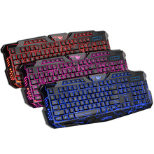 Mechanical Computer Keyboard USB Wired LED 3 Color Red/Blue/Purple Backlit Gamer Lighted Keyboard 2024 - buy cheap