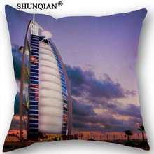 Custom Dubai Night Scenery Cotton Linen Square Pillowcase Decorative Pillow Cases Cover Zippered 45x45cm one side 2024 - buy cheap