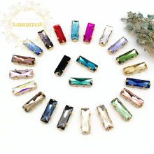 5*10 5*15 Mix color Rectangle Glass Crystal sew on rhinestones with gold claw Diy wedding dress accessories Free shipping 2024 - buy cheap