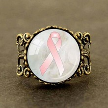 Anillo de concientización Steampunk para el cáncer de mama, joyas de supervivencia para el cáncer, color rosa y blanco 2024 - compra barato