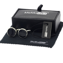 MeMolissa Display Box Cufflinks Classic Black Round Cufflinks Simple Style Men's Business Cufflinks Free Tag & Wipe Cloth 2024 - buy cheap