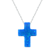 Real Opal Cross Pendant Choker Necklace 16 Inch Chain Christian Cross Charming Collar Women Necklace Jewelry 2024 - buy cheap