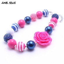 MHS.SUN Children Kids Beads Chunky Necklace With Flower Cute Design Girls Baby Bubblegum Chunky Necklace Handmade Jewelry New 2024 - buy cheap