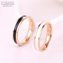 Luxury Charm Jewelry Imitation Ceramic Ring Black/White Resin Tail Finger Ring Titanium Steel Rose Gold-Color Enamel Ring Women 2024 - buy cheap