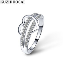 Kuziduocai New Fashion Jewelry Dense Zircon Stainless Steel Love Heart Wedding Bride Party Rings For Women Anillos Mujer R-747 2024 - buy cheap