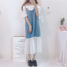 2 Pcs Suit Summer new women's Korean long loose cowboy mesh dress + shirt fashion suit 2024 - buy cheap