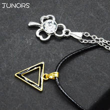 JUNORS Hot Sales 1pcs/lot 2pcs Glowing Crystal Pendant Geometric Triangle Necklace&Pendant Rope Chain Jewelry For couple 2024 - buy cheap