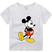 Футболка для маленьких мальчиков с Микки Маусом, детская белая футболка с героями мультфильмов, одежда для девочек, garcon, топ с короткими рукавами, Детская Модная хлопковая футболка 2024 - купить недорого