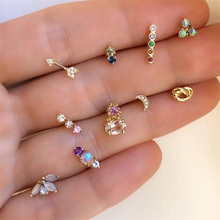 10 Pcs/Set Lady Earrings Fashion Arrow Crystal Moon Cat Geometric Stud Small Earring Set Sweet Women Party Jewelry Accessories 2024 - buy cheap