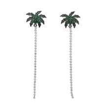 2022 Summer Beach Coconut Palm Tree Charm Earrings Tassel Chain Jewelry Shiny Black Cz Paved Palm Tree Lovely Women Ladies Gifts 2024 - buy cheap