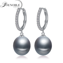 Real gray drop pearl earrings for women,wedding freshwater pearl earrings 925 sterling silver jewelry earring girl best gift 2024 - buy cheap