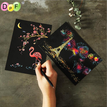 DPF Magic Scratch Art Painting Paper With Drawing Stick postcard Drawing Toys home decoration Scraping best gift 2024 - buy cheap