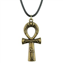 Egypt Ankh Cross Necklace Egypt Ankh Cross Wax Rope Chain Necklace Egypt Ankh Cross Pendant Black Leather Chain Necklace 2024 - buy cheap