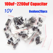 6values 220pcs 10v Aluminum Electrolytic Capacitor Assortment Kit 100uF - 2200uF 2024 - buy cheap