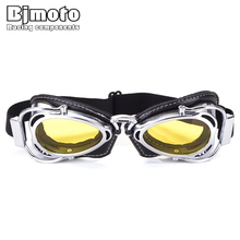 BJMOTO Colorful Vintage Motorcycle Goggles Silver Frame Steampunk Motocross Goggle Sunglasses for Harley Motorbikes Glasses 2024 - buy cheap