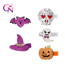 CN 10 Pcs/lots Mini Glitter Halloween Felt Hair Bows Hair Clips For Girls Smile Pumpkin/Skull Hairpins Party Hair Accessories 2024 - buy cheap