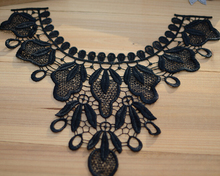 1 Piece High Quality Polyester Beautiful Black Fabric Flower Venise Lace Sewing Applique Collar DIY Craft 2024 - buy cheap