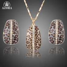 AZORA Gold Color Leopard With Stellux Austrian Crystal Clip Earrings and Pendant Necklace Jewelry Sets TG0204 2024 - buy cheap