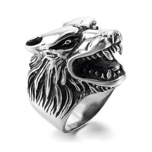 Anéis masculinos super legais de lobo, anéis de aço inoxidável punk para motociclista 2024 - compre barato