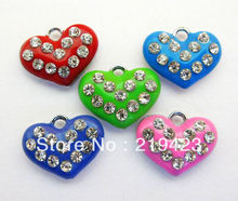 zinc alloy and Rhinestone mix color Heart 100pc  Hang Pendant Charm fit necklace cell phone charms 2024 - buy cheap