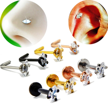 Brinco de cartilagem tragus com ponta reta para orelha, anel de labret, pérola, pérola reta, pérola 2024 - compre barato