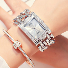 Reloj de pulsera de cuarzo con diamantes de imitación para Mujer, accesorio de marca superior de lujo, plateado, 2018 G & D 2024 - compra barato