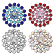 10 unids/lote de botones a presión de Metal para mujer, joyería de alta calidad, diamantes de imitación, flor, 18mm 2024 - compra barato