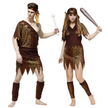 Umorden Adult Couple Indian Native Cosplay Men Women Indigenous Primitive Costume Leopard Halloween Carnival Party Fancy Dress 2024 - buy cheap