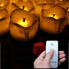 Pack of 6 or 12 Yellow Flickering led candles with remote control,flameless candle light for religious activity,battery candles 2024 - buy cheap