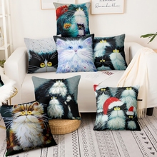 Home Pillow Decoration Lovely Cat Painting Cushion Decorative Pillow Home Decor Sofa Throw Pillows Almofadas Decorativas 45*45 2024 - buy cheap