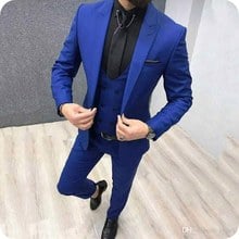 2019 Fashion Casual Business Royal Blue Mens Suits 3 Pieces Formal Dress Groomsman Men Wedding Suit For Men Groom Prom Tuxedos 2024 - buy cheap