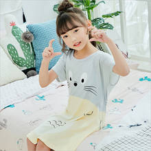 Totoro/хлопковая ночная рубашка для маленьких девочек-подростков; пижамы; платья; Детская летняя ночная рубашка с героями мультфильмов; домашняя одежда; детские пижамы 2024 - купить недорого
