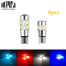 4 шт. W5W светодиодный T10 10 SMD 5630 5730 автомобильные лампы 168 194 сигнальный светильник поворота лампа для багажника приборная панель лампы 12 В Canbus фиолетовый белый 2024 - купить недорого