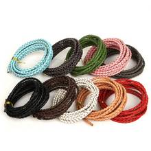 Dia 3mm Braided Genuine 2Meters Round Cord Real Leather Rope String Cord Rope String Fit Jewelry Findings DIY Craft Making 2024 - buy cheap