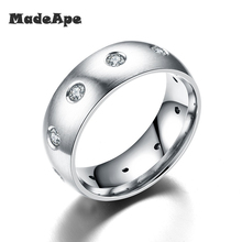 MadApe Fashion Silver Color Gold Stainless Steel Ring With Stone Crystal For Woman Girl For Men Couple Wedding Ring 5-13# 2024 - buy cheap