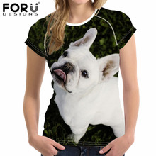 FORUDESIGNS Casual Woman T Shirt Cute French Terrier Printing Short Sleeve Tee Shirts Fashion Breathable O-neck Top Shirts Lady 2024 - buy cheap