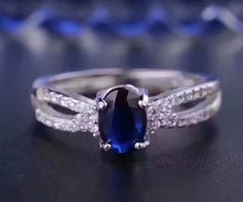 Natural real blue sapphire ring  925 sterling silver Fine handworked jewelry Finger rings 5*7mm 2024 - buy cheap