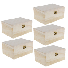 Phenovo 5 pcs Rectangle Wood Box Unfinished Wooden Jewelry Storage Case DIY Craft For Necklace Bracelet Bangle Earrings Display 2024 - buy cheap