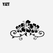 YJZT 17.8CM*10.5CM Originality Car Sticker Vinyl Decal Hibiscus Mutually Bloomingr Black/Silver C23-0406 2024 - buy cheap