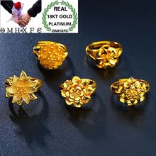 OMHXFC Wholesale European Fashion Woman Girl Bride Party Birthday Wedding Gift Vintage Hollow Flower 18KT Real Gold Ring RI04 2024 - buy cheap